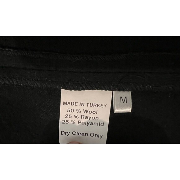 Thalian Xtact Women's Jacket Black Wool Blend Turkey M Bell Sleeves Wide Collar - Picture 8 of 9